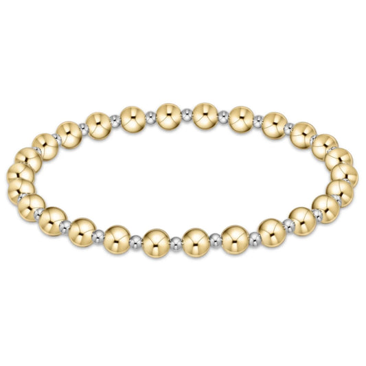 eNewton Bracelet - Extends - Classic Grateful Pattern 6mm Bead Bracelet - Mixed Metals