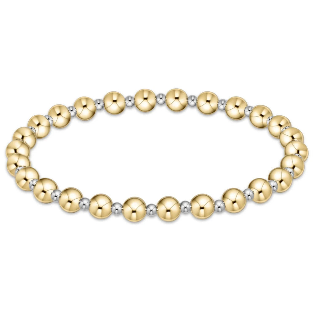 eNewton Bracelet - Extends - Classic Grateful Pattern 6mm Bead Bracelet - Mixed Metals