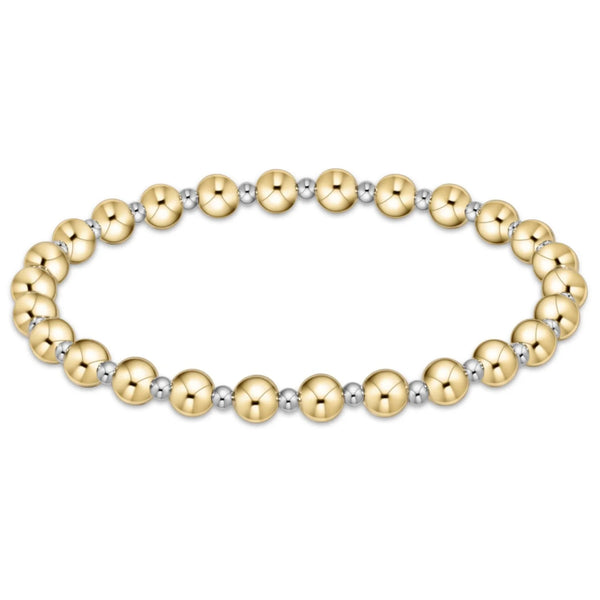 eNewton Bracelet - Extends - Classic Grateful Pattern 6mm Bead Bracelet - Mixed Metals