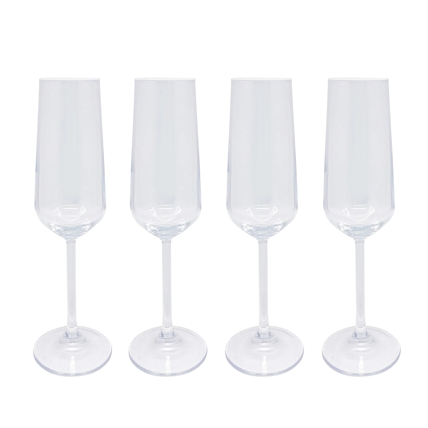 Mariposa Fine Line Clear with White Rim Champagne Flute Glass - Set of 4