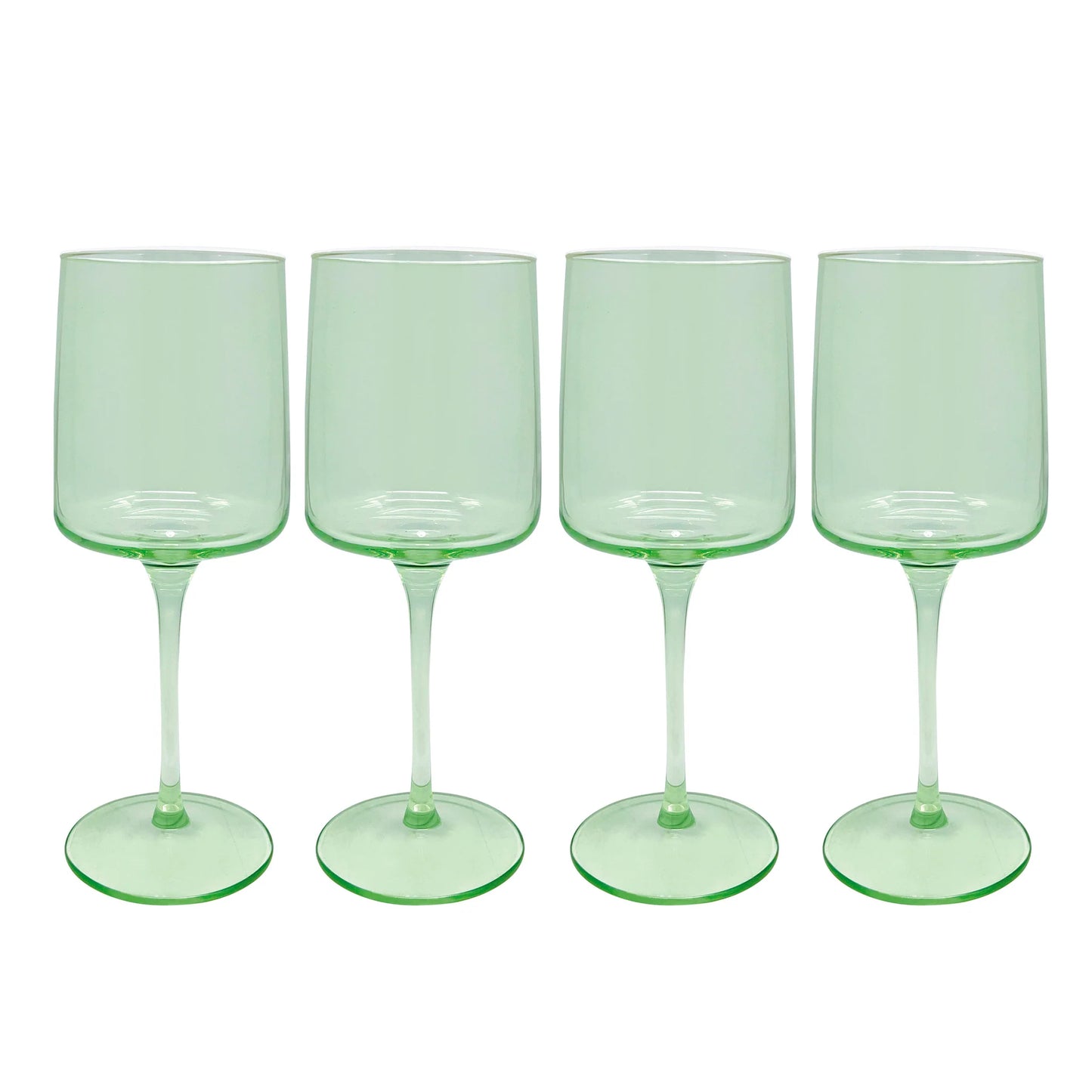 Mariposa Fine Line Light Green with White Rim Wine Glass - Set of 4