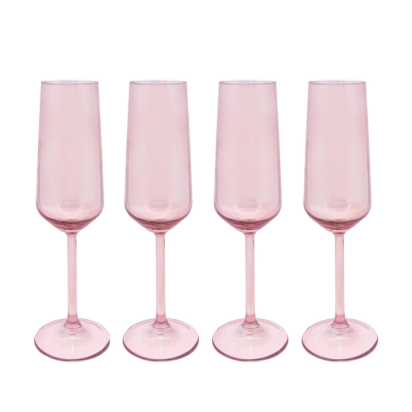 Mariposa Fine Line Quartz with White Rim Champagne Flute Glass - Set of 4
