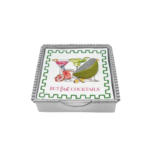 Mariposa Green Lime Wedge Beaded Napkin Box Set