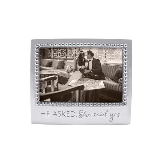 Mariposa He asked she said yes beaded 4x6 picture frames