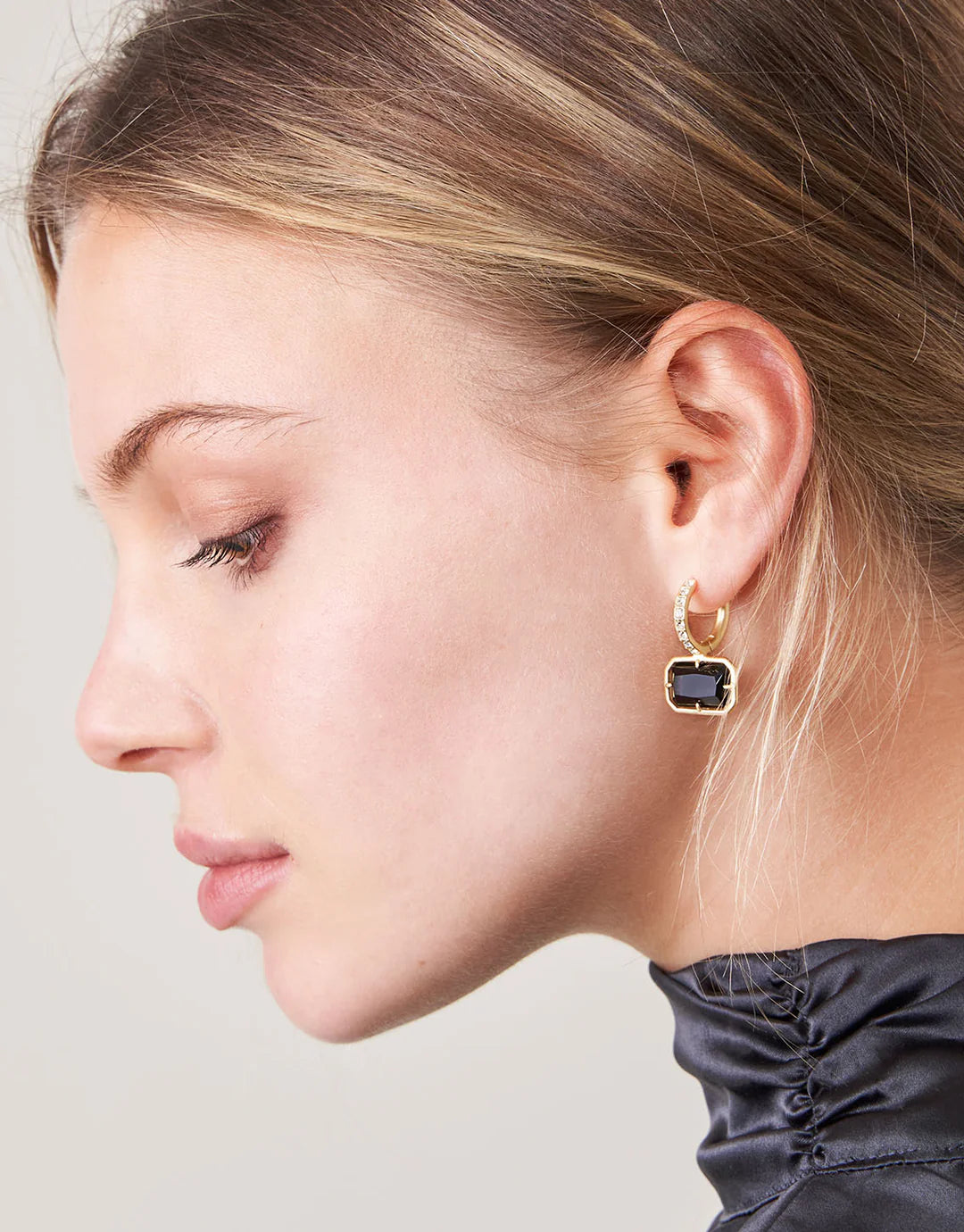 Spartina White Hall Earrings - Black/Crystal - 18K Gold Plated