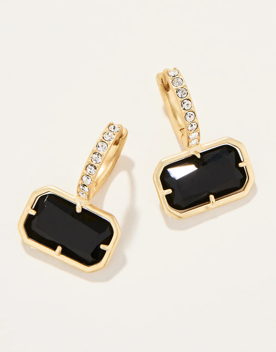 Spartina White Hall Earrings - Black/Crystal - 18K Gold Plated