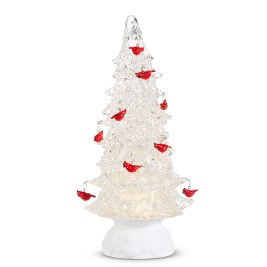 Raz Imports - 12"Lighted Tree with Cardinal ornaments and Swirling Glitter