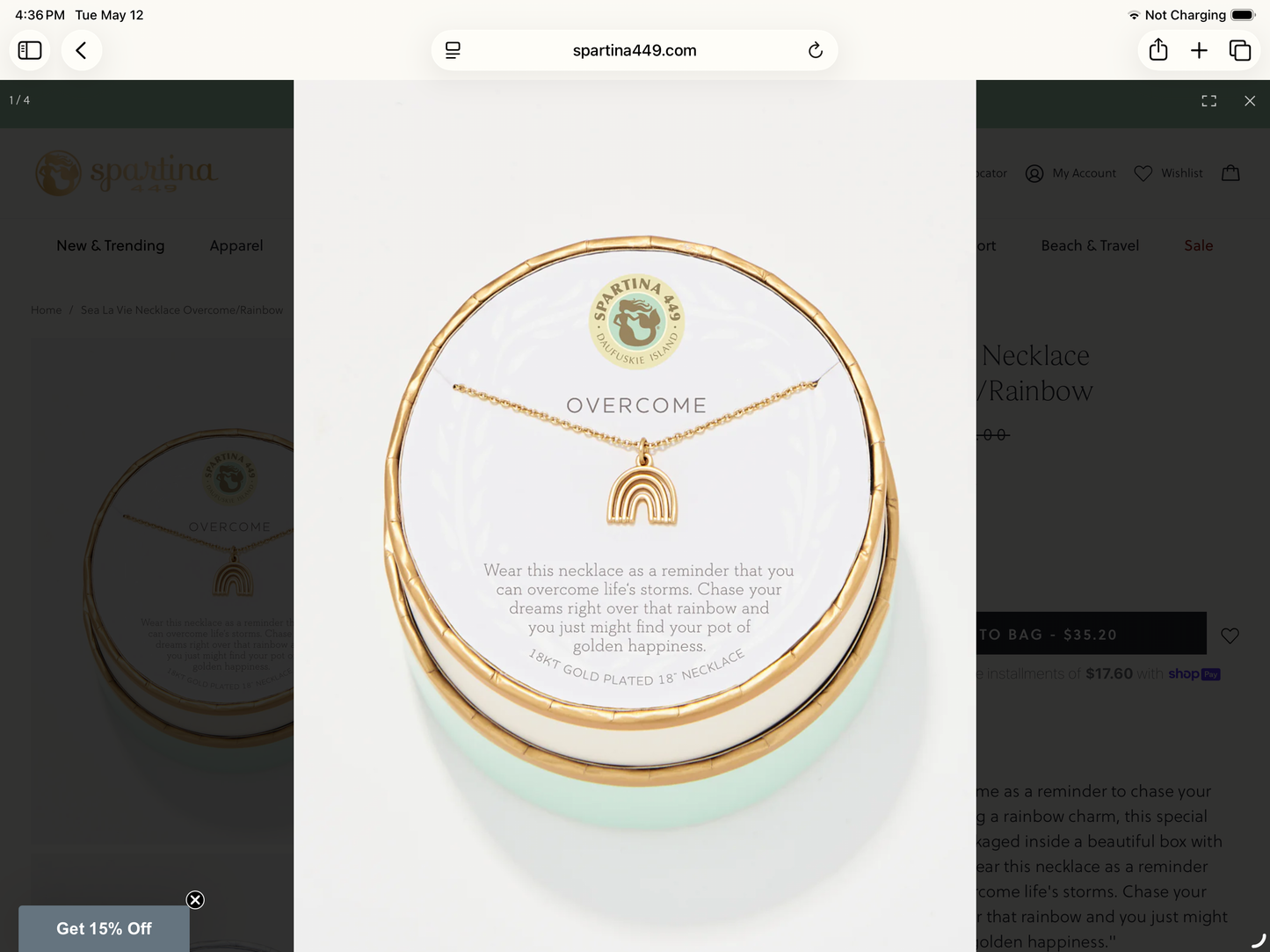 Spartina - Sea La Vie  18" Necklace  - Overcome/Rainbow - Silver