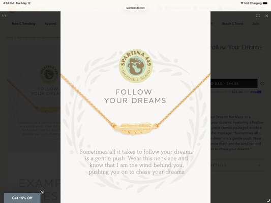 Spartina - Sea La vie necklace follow your dream/feather necklace