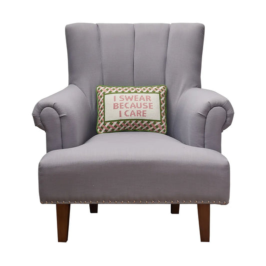 Peking Handicraft, Inc. - I Swear Because I Care Embroidered Needlepoint Pillow