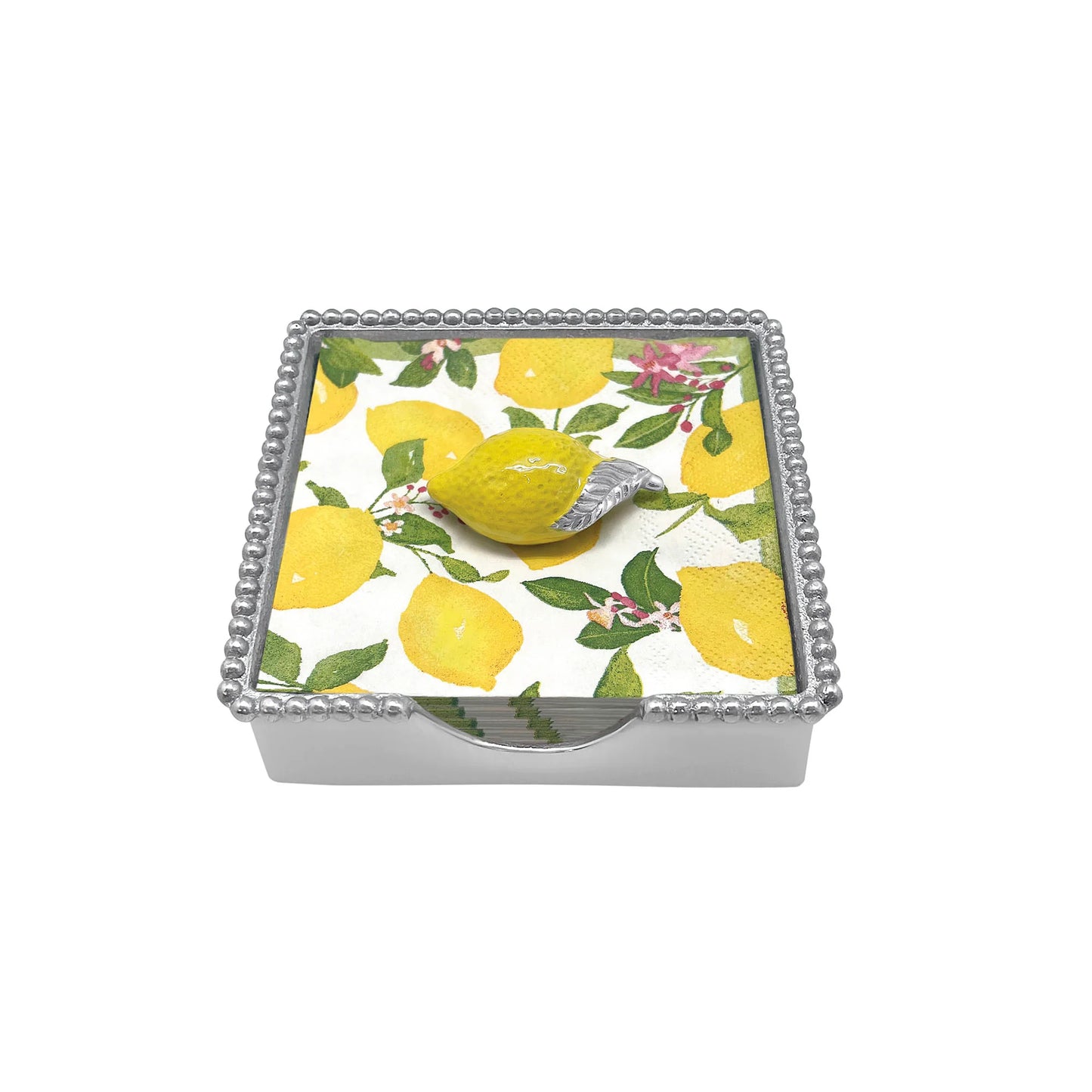 Mariposa  Lemon beaded Napkin Box