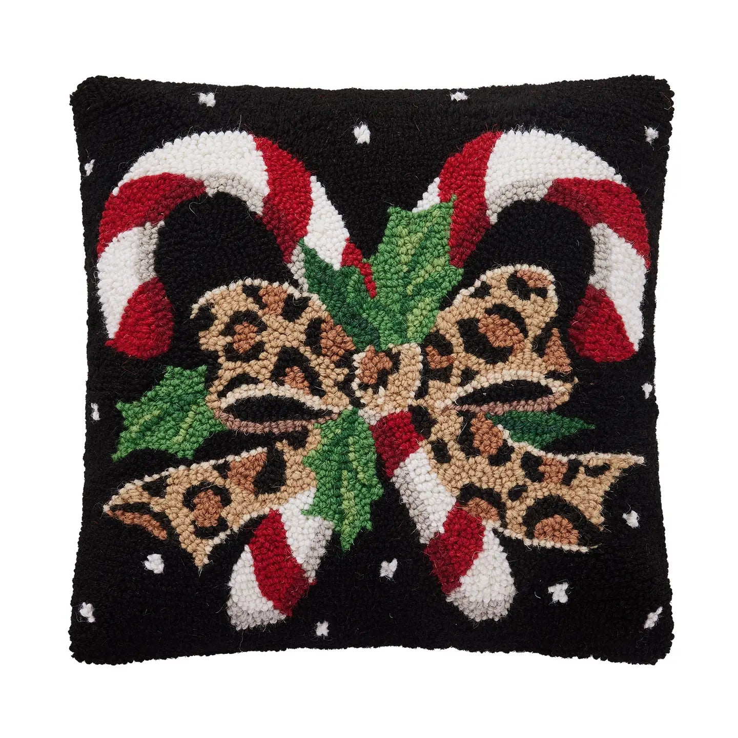 Peking Handicraft Inc. - Leopard Candy Canes Hooked Pillow