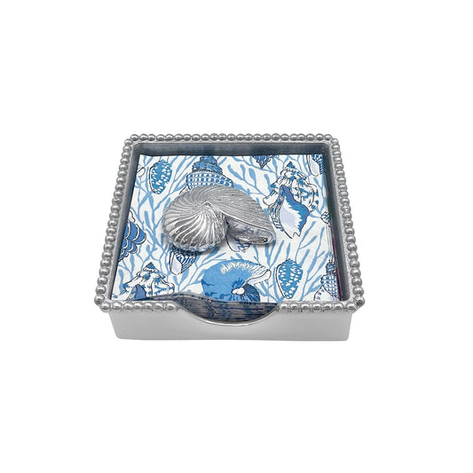 Maripose Nautilus Shell Beaded Napkin Box Set