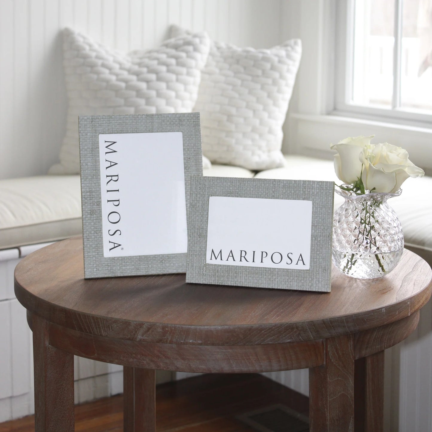 Mariposa Pale Gray Faux Grasscloth 5x7 Frame