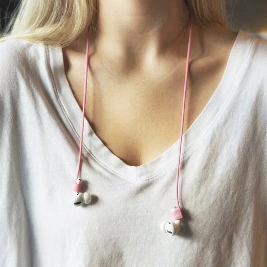 Tech Candy -  Pod Squad - Set of 2 Earbud Tethers - Pink/Natural