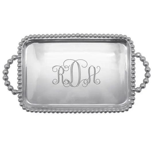 Monogrammed Pearled Medium Service Tray