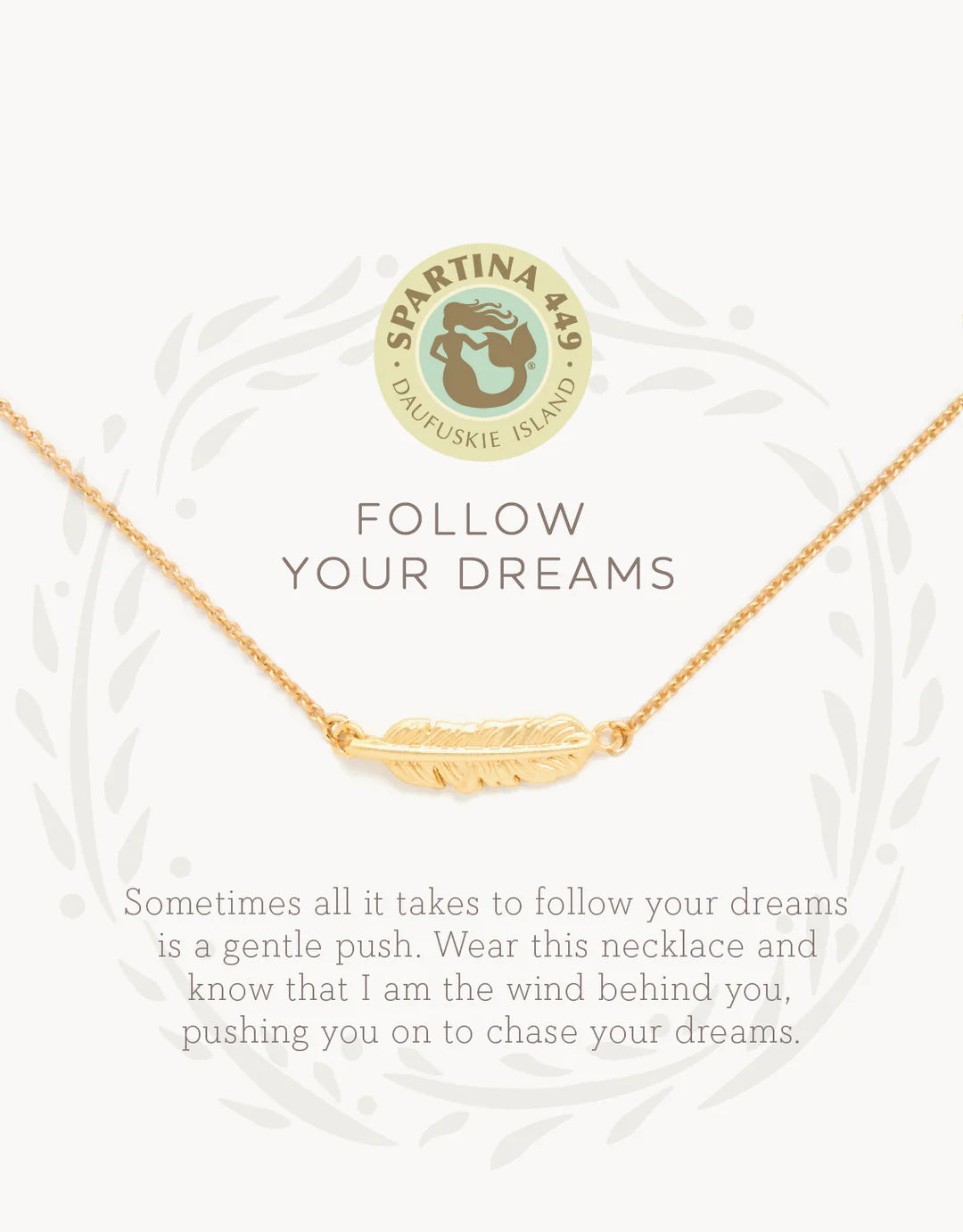 Spartina - Sea La Vie 18" Necklace - Follow your Dream/Feather- Gold