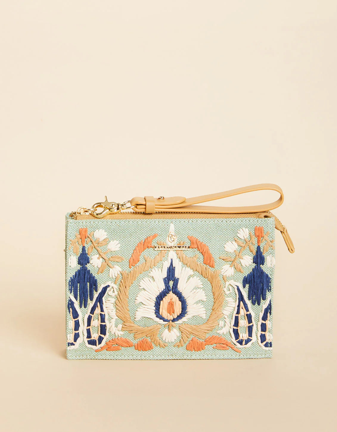 Spartina Sophie Straw Wristlet Kalalanta Ikat Palm - Sea Foam Blue