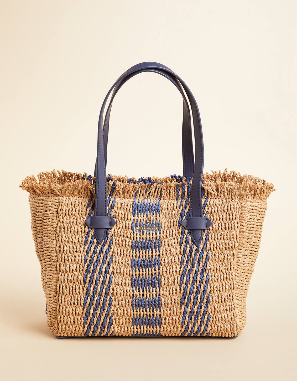 Spartina Straw Bag Navy Stripe