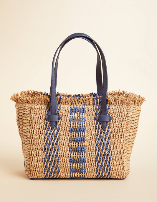 Spartina Straw Bag Navy Stripe