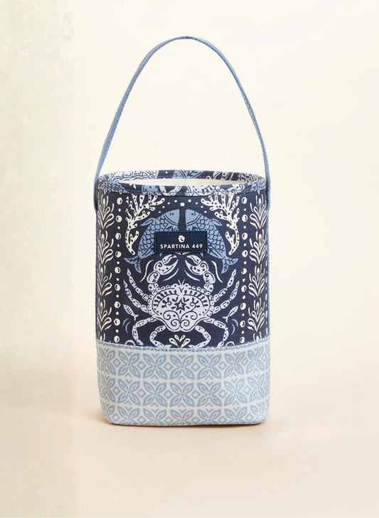 Spartina Double Wine Caddy - Hamilton Sea Life - Navy