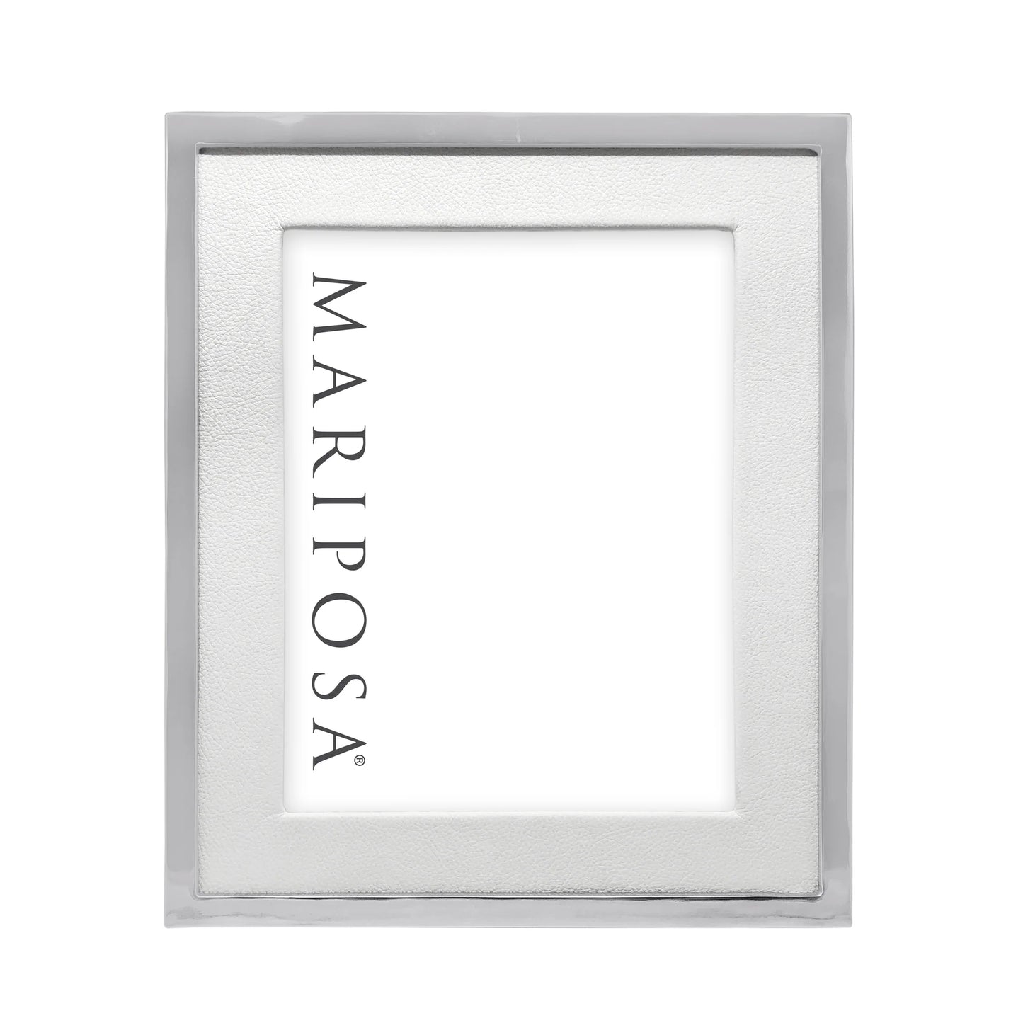 Mariposa White Leather with Metal Border 8x10  Frame