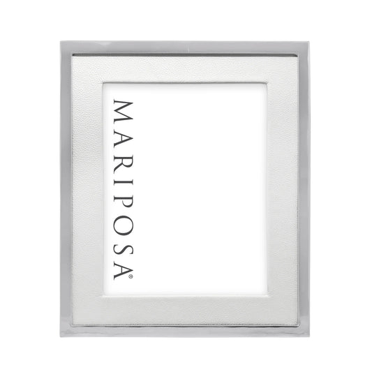 Mariposa White Leather with Metal Border 8x10  Frame