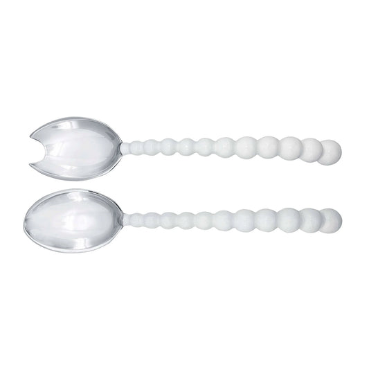 Mariposa White Pearled Salad Servers