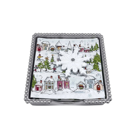 Mariposa White snowflake beaded Napkin box