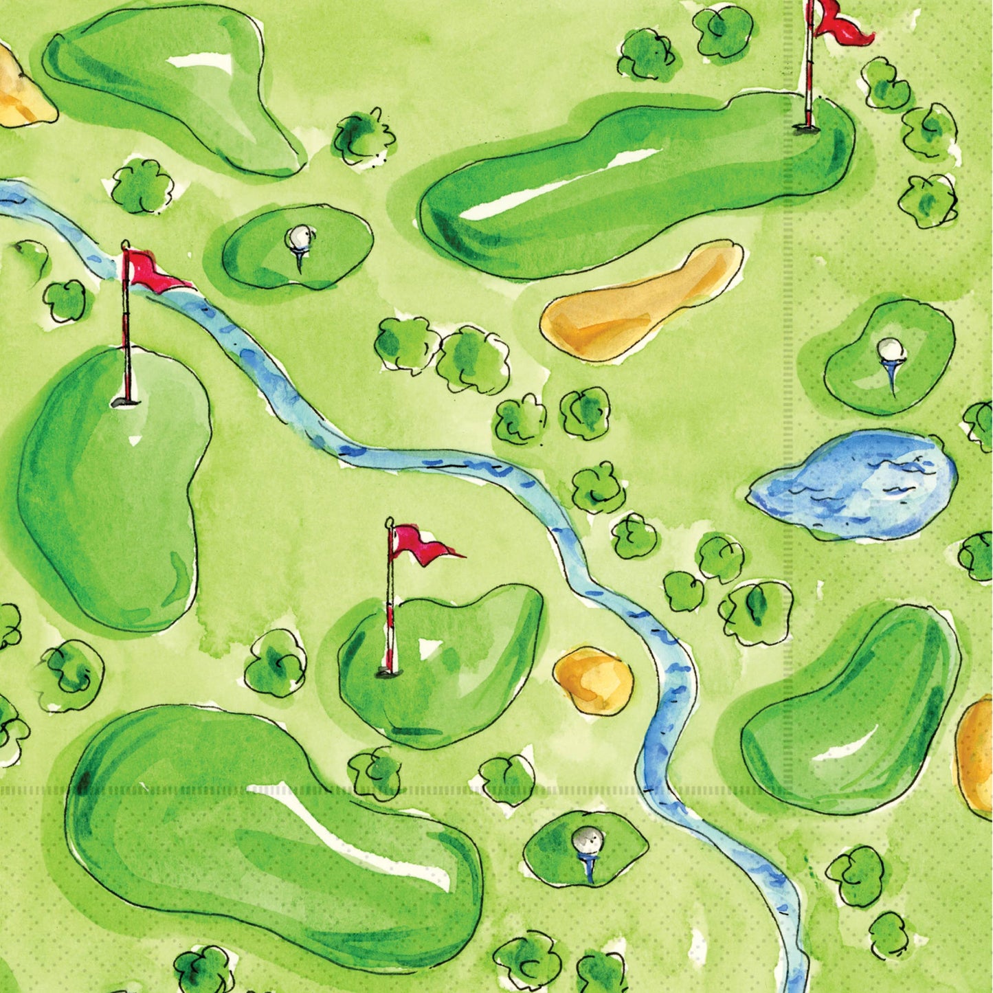 Boston International - Paper Cocktail Napkins 20 Ct Golf Rosanne Beck