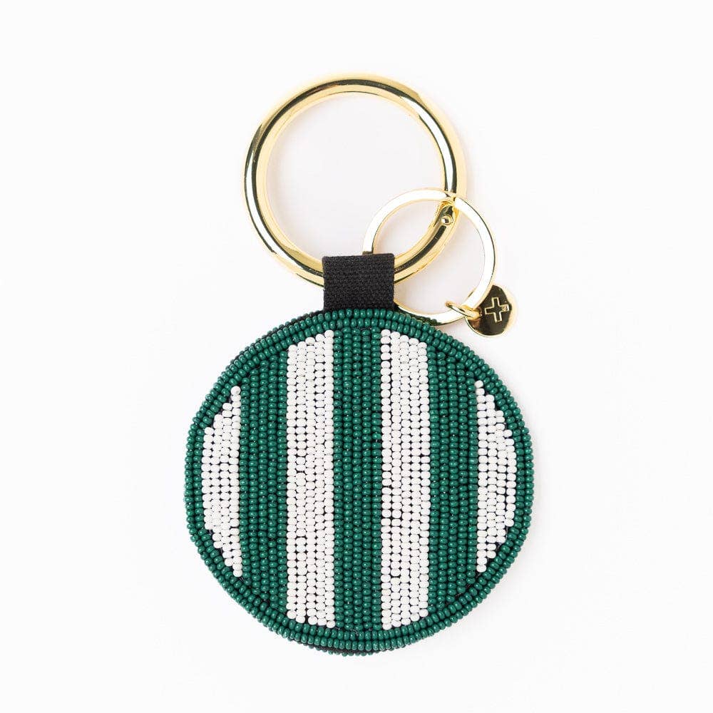 Game Day Football Beaded Bag Charm Green + White