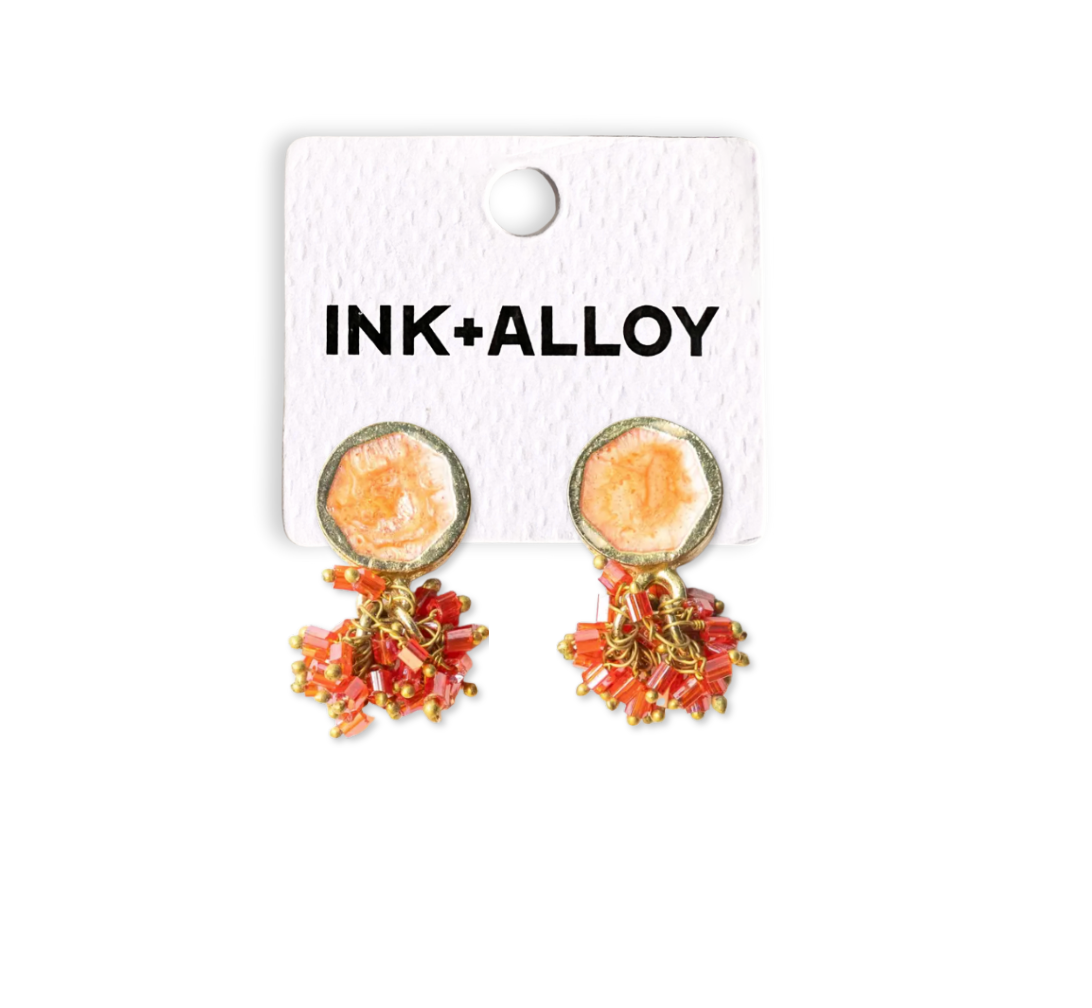 Kimberly Enamel Earring Coral