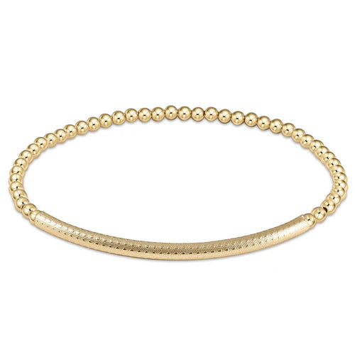 eNewton Bracelet - Classic Gold 3mm Bead Bracelet - Bliss Bar Textured