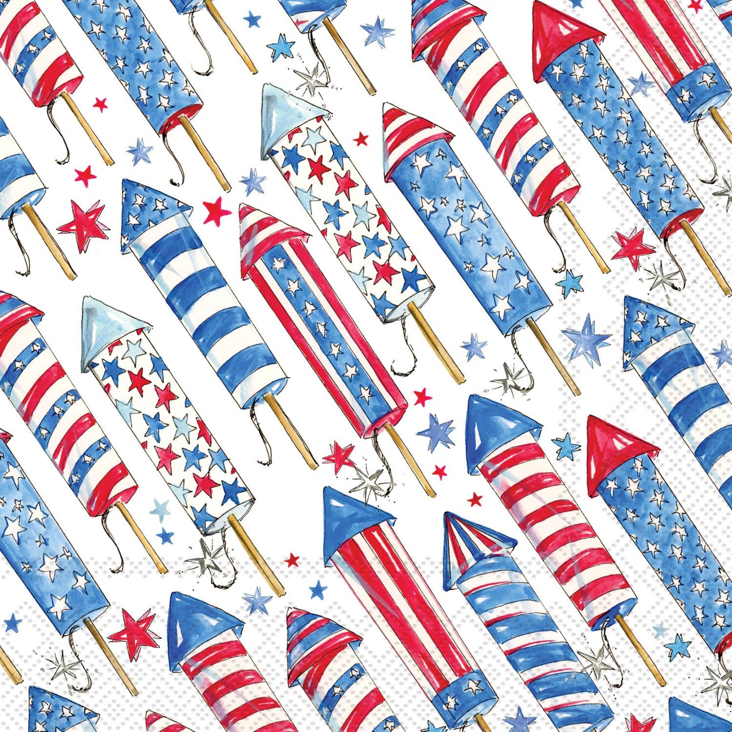 Boston International - Paper Cocktail Napkins 20 Ct Patriotic Rockets Rosanne Beck