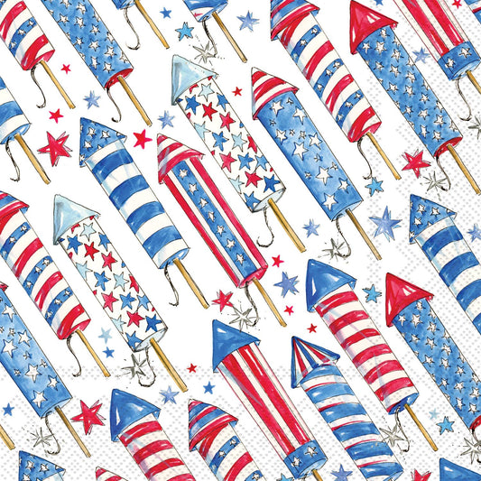 Boston International - Paper Cocktail Napkins 20 Ct Patriotic Rockets Rosanne Beck