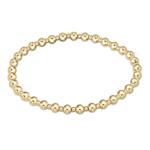 eNewton Bracelet - Extends - Classic Grateful Pattern 4mm Bead Bracelet - Gold