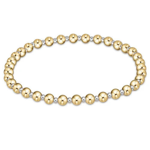 eNewton Bracelet Extends - Classic Grateful Pattern 4mm Bead Bracelet - Mixed Metal