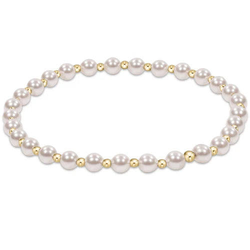 ENewton Bracelet -  Classic Grateful Pattern 4mm Bead Bracelet - Pearl