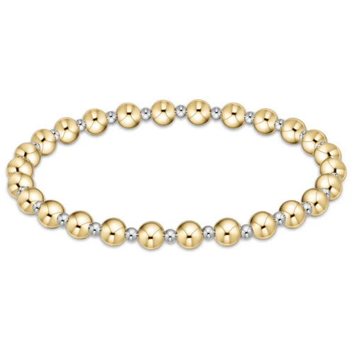 eNewton Bracelet - Extends - Classic Grateful Pattern 5mm Bead Bracelet - Mixed Metal