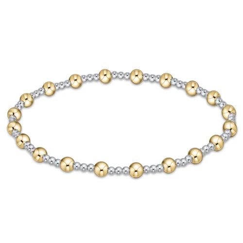 eNewton Bracelet - Extends - Classic Sincerity Pattern 4mm Bead Bracelet - Mixed Metal