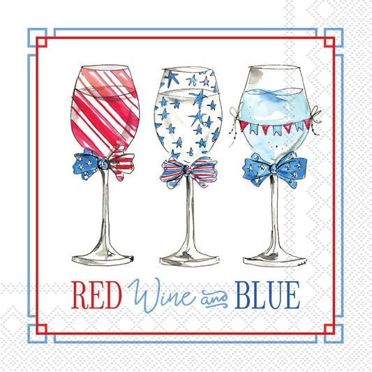 Boston International - Paper Cocktail Napkins 20 Ct Patriotic Wine Rosanne Beck