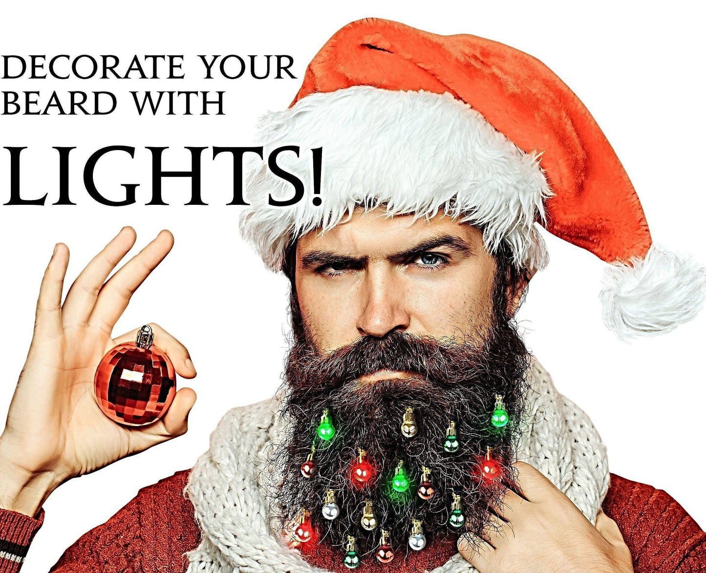 NEW! Beardaments Lights- Light Up Beard Ornaments