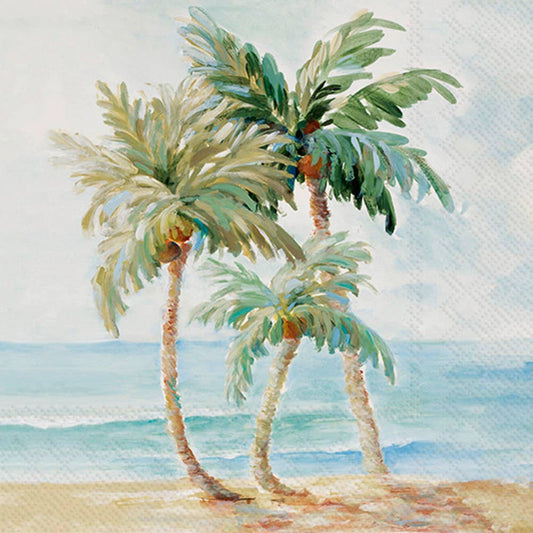 Boston International - Paper Cocktail Napkins 20ct Palms In Paradise-Coastal