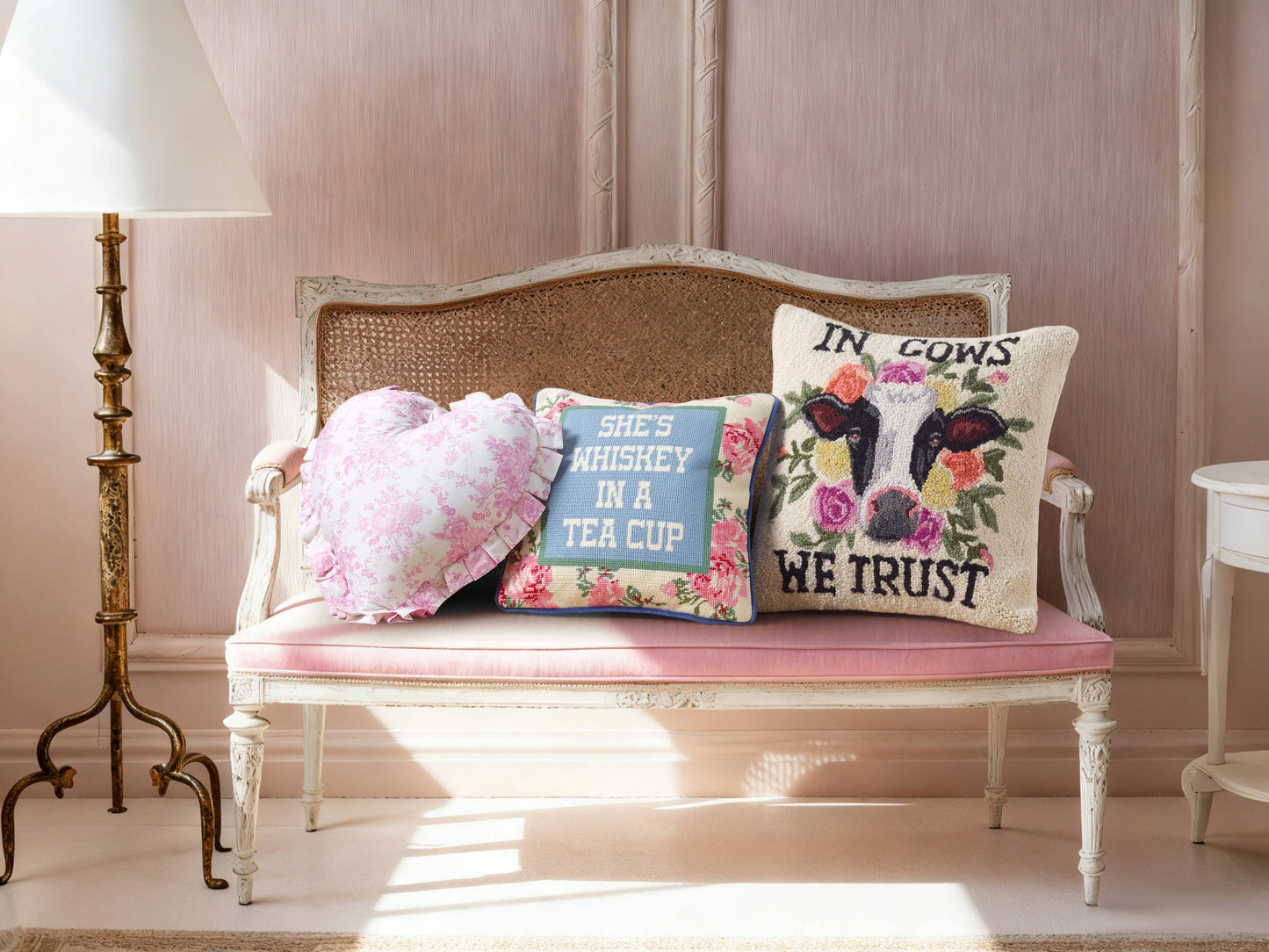 Peking Handicraft - Junk Gypsy - Heart Toile Pillow
