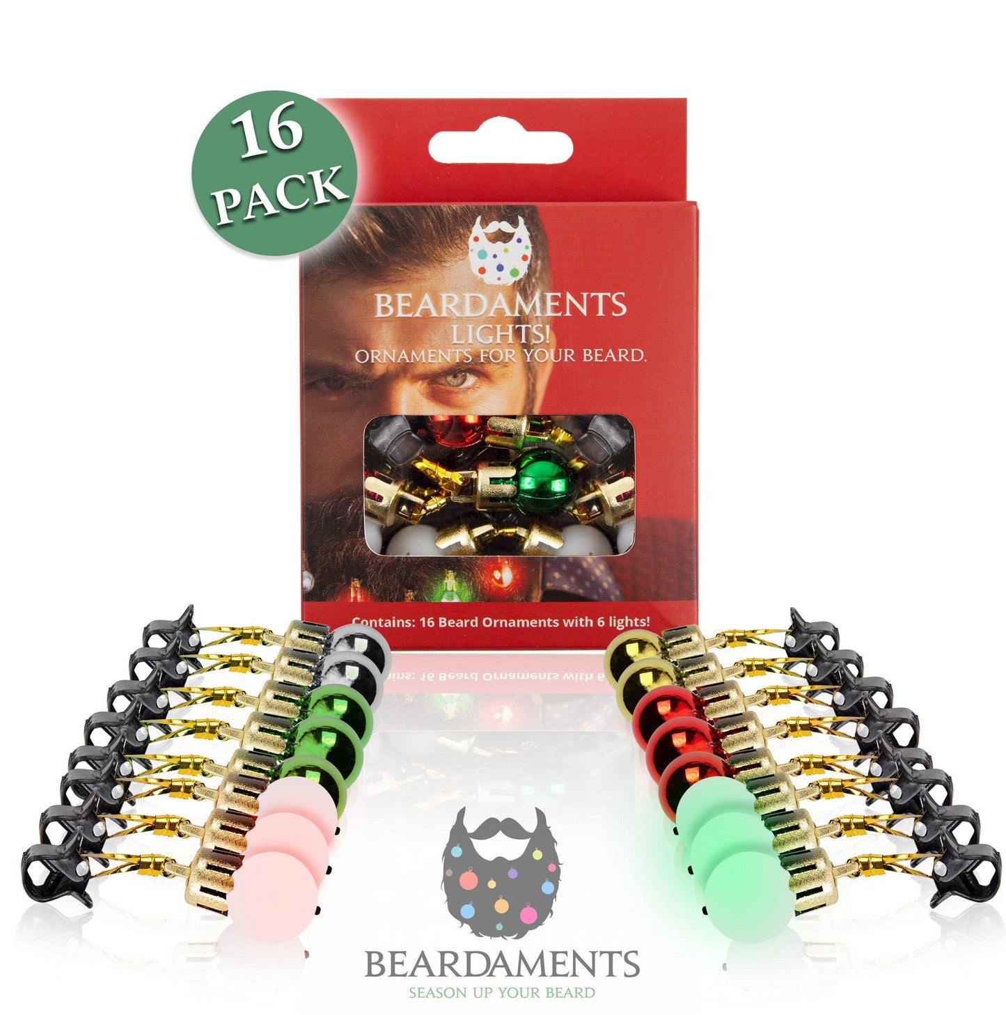 NEW! Beardaments Lights- Light Up Beard Ornaments