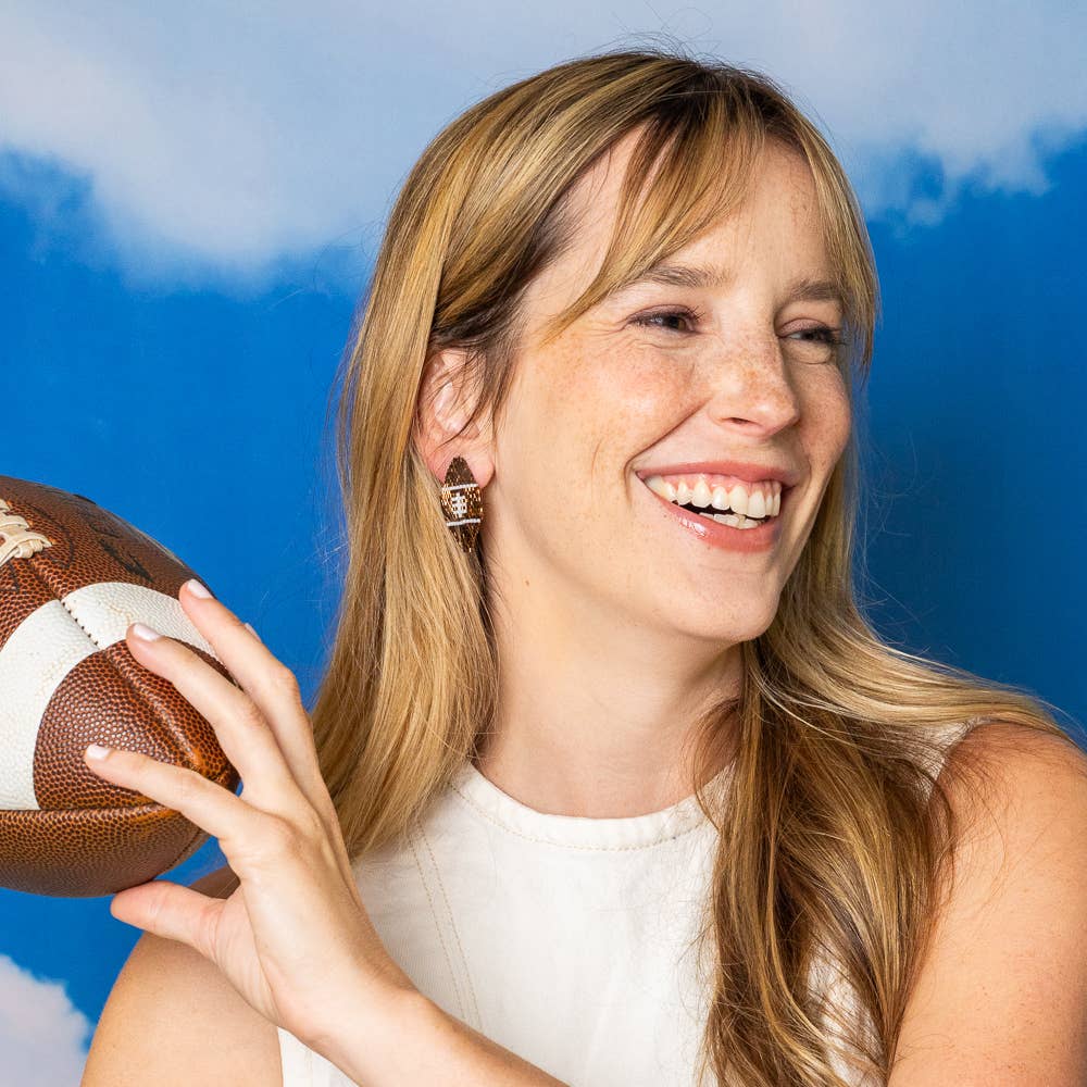 Game Day Luxe Football Earrings Bronze
