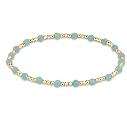 eNewton Bracelet - Extends - Gemstone Gold Sincerity Pattern 3mm Bead Bracelet - Amazonite