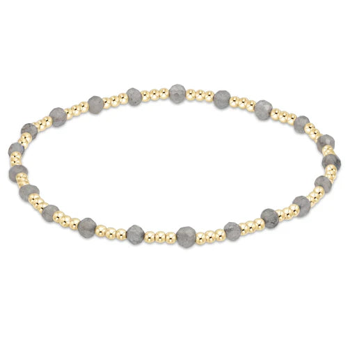 eNewton Bracelet - Extends - Gemstone Gold Sincerity Pattern 3mm Bead Bracelet - Labradorite