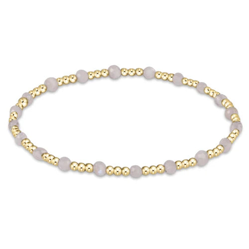 eNewton Bracelet - Extends - Gemstone Gold Sincerity Pattern 3mm Bead Bracelet - Moonstone