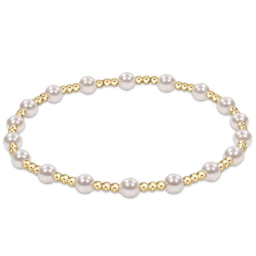 eNewton Bracelet - Extends - Classic Sincerity Pattern 4mm Bead Bracelet - Pearl